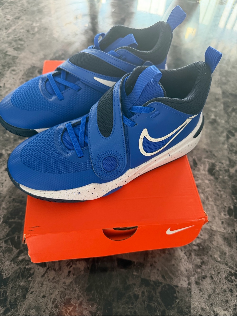 Nike Kids Royal Blue and Black Hook-and-Loop Sneakers- New